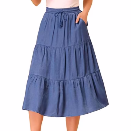 Allegra K-pop Women’s High Waist Drawstring Dress